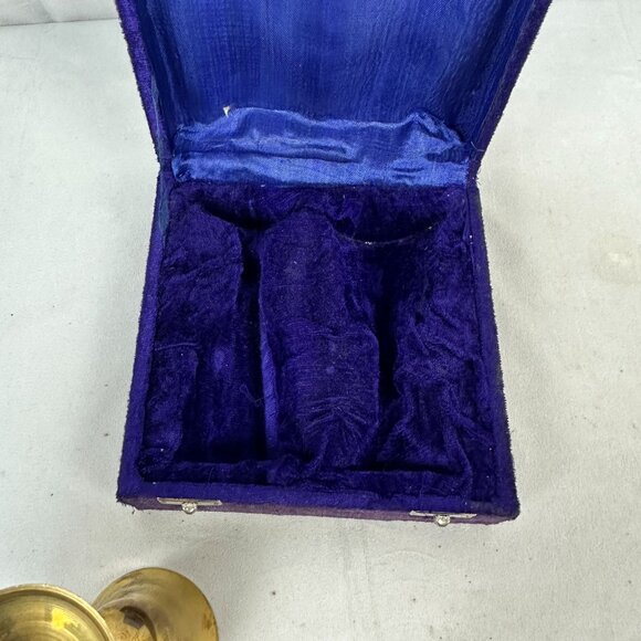 Brass Goblet Set Of 2 In Velvet Box Made In India Vintage Style Elegant Design - Picture 7 of 8